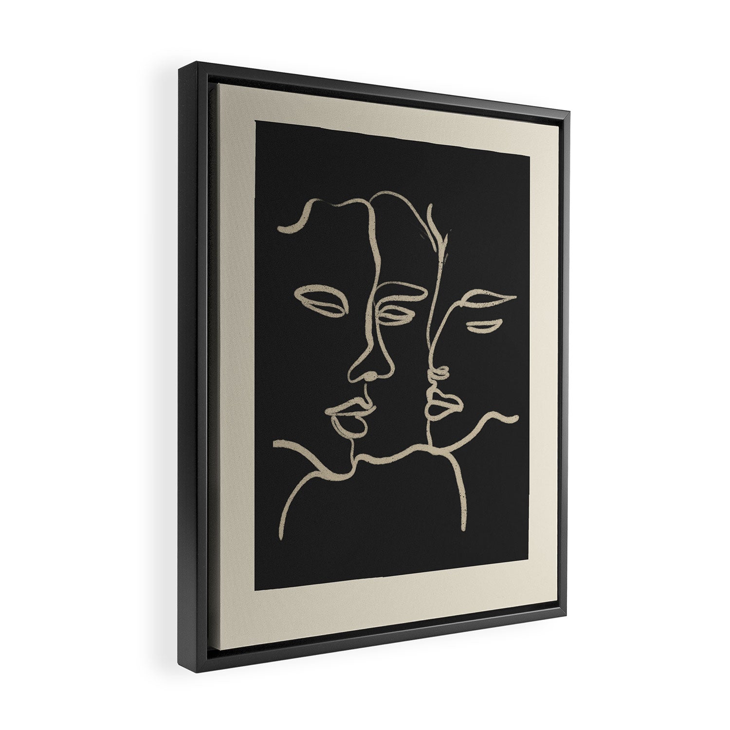 Minimal Abstract Art Three Faces Framed Canvas Print Gallery Image 2