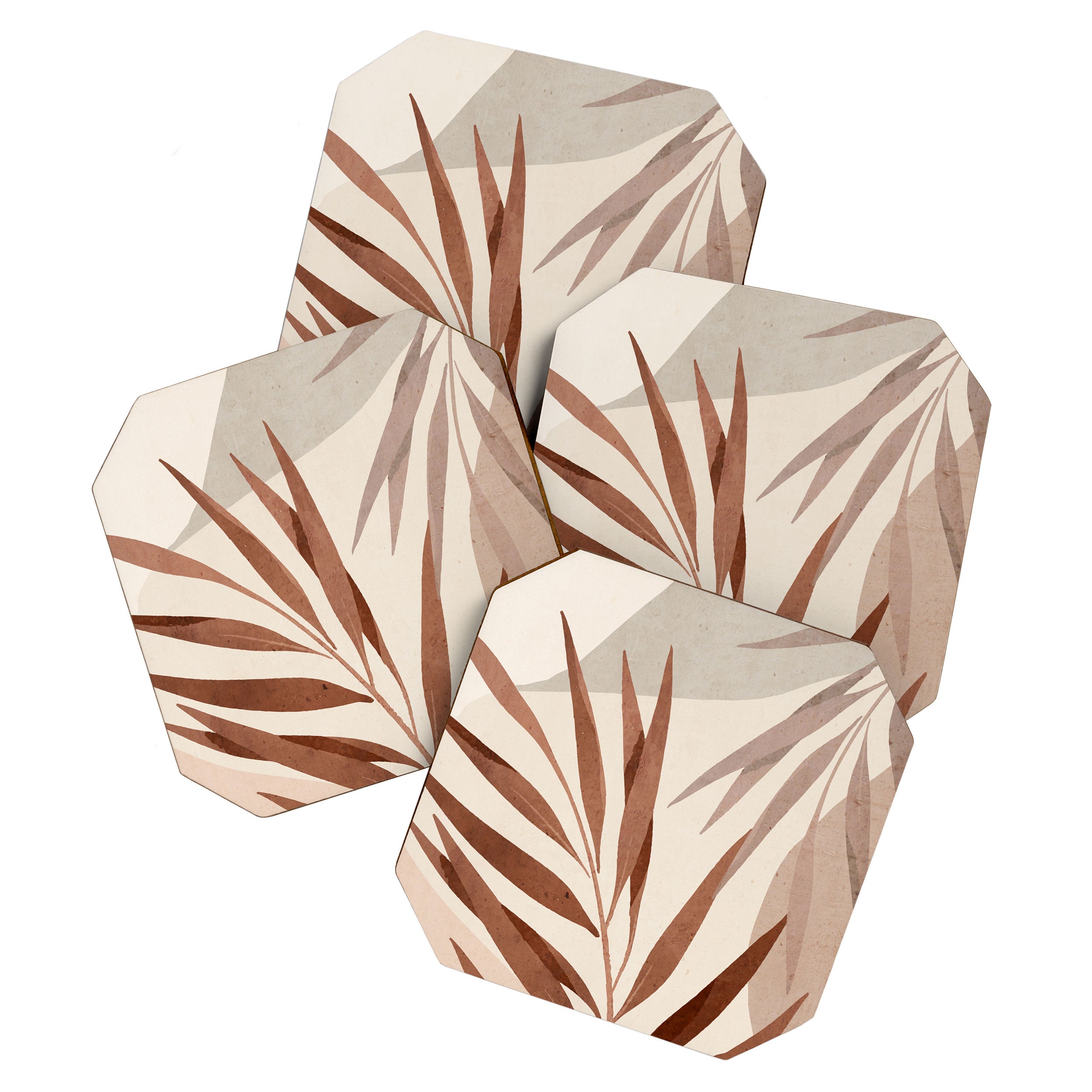 Minimal Abstract Art Tropical Leaf Coaster Gallery Image 1