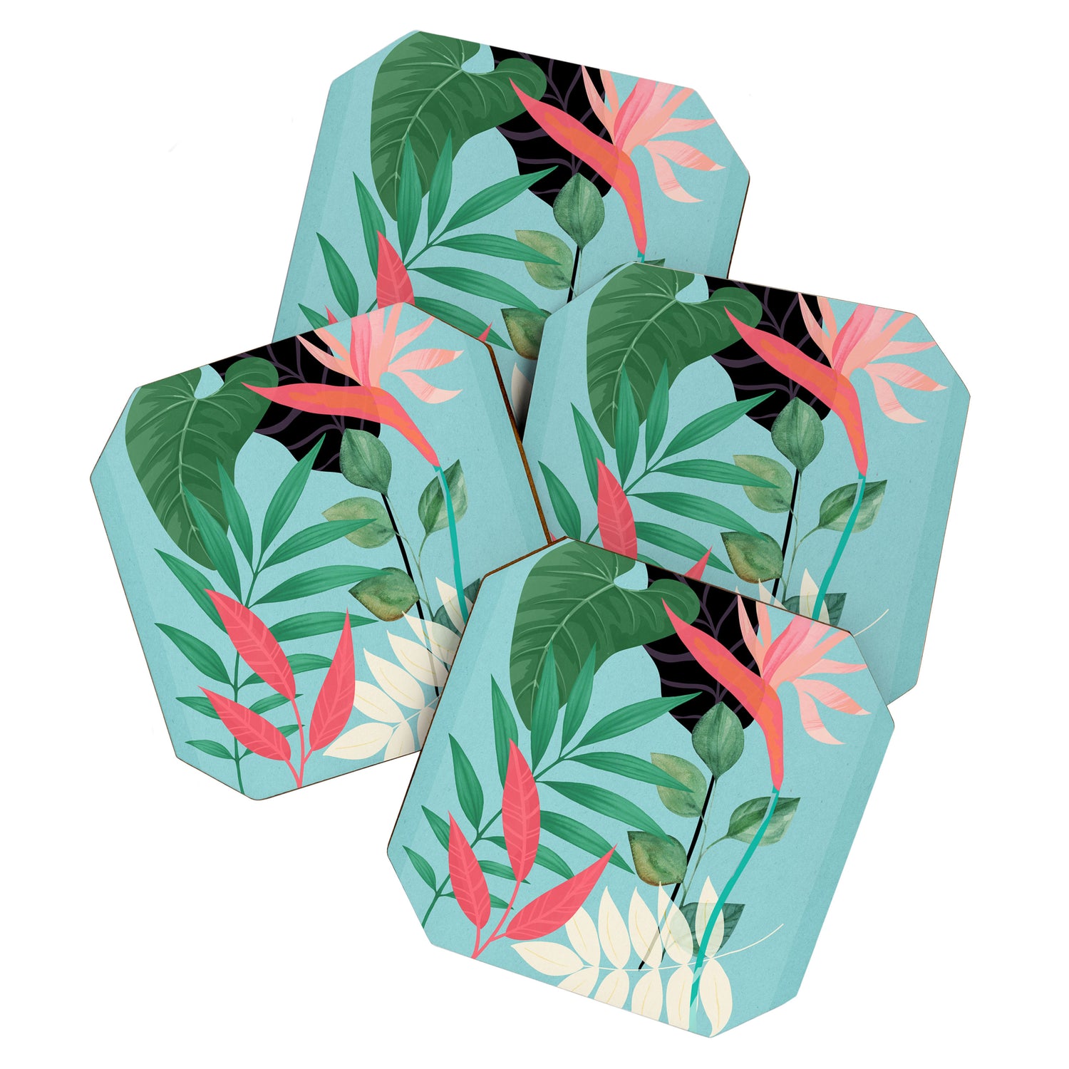 Minimal Abstract Art Tropical Garden 3 Coaster Gallery Image 1