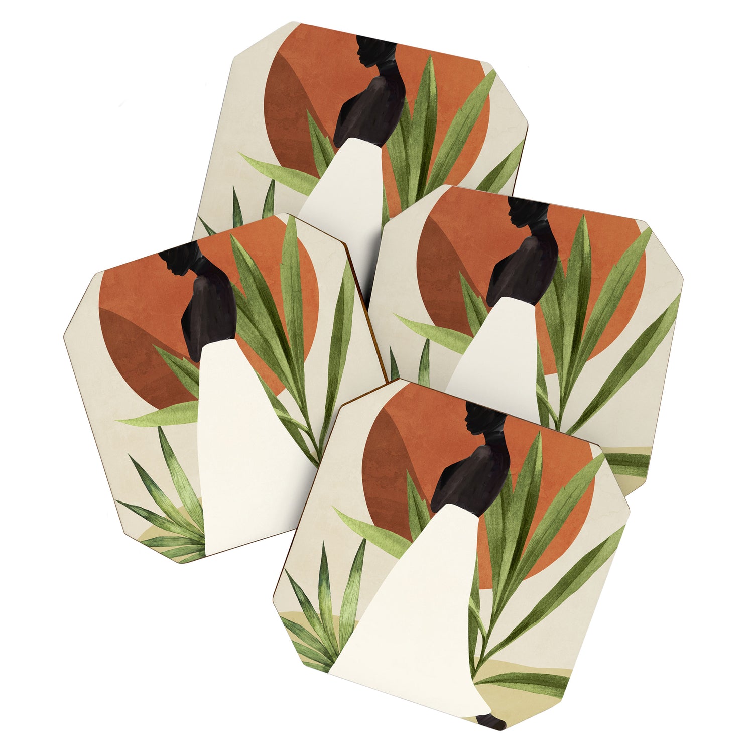 Minimal Abstract Art Tropical Girl 11 Coaster Gallery Image 1