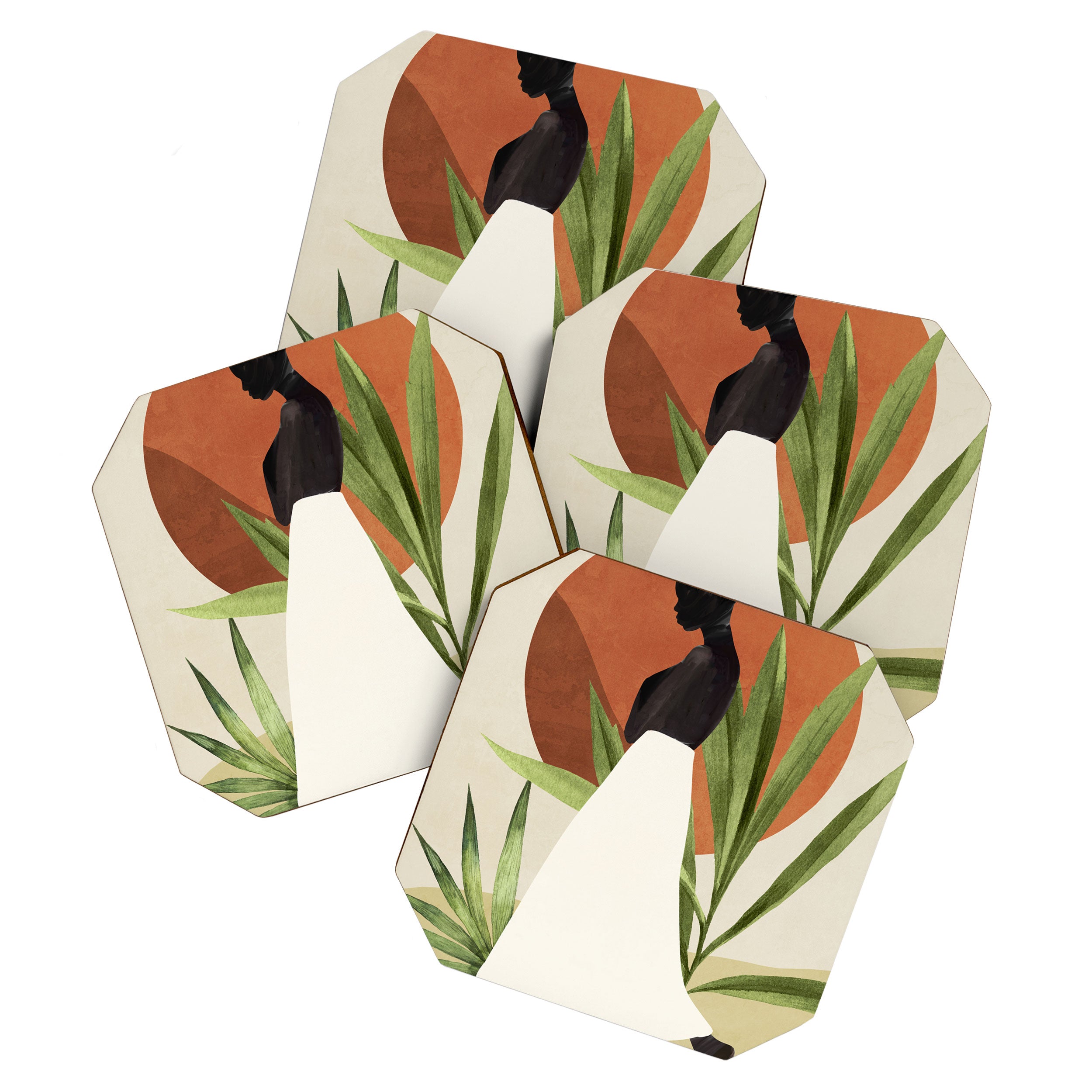 Minimal Abstract Art Tropical Girl 11 Coaster Gallery Image 1