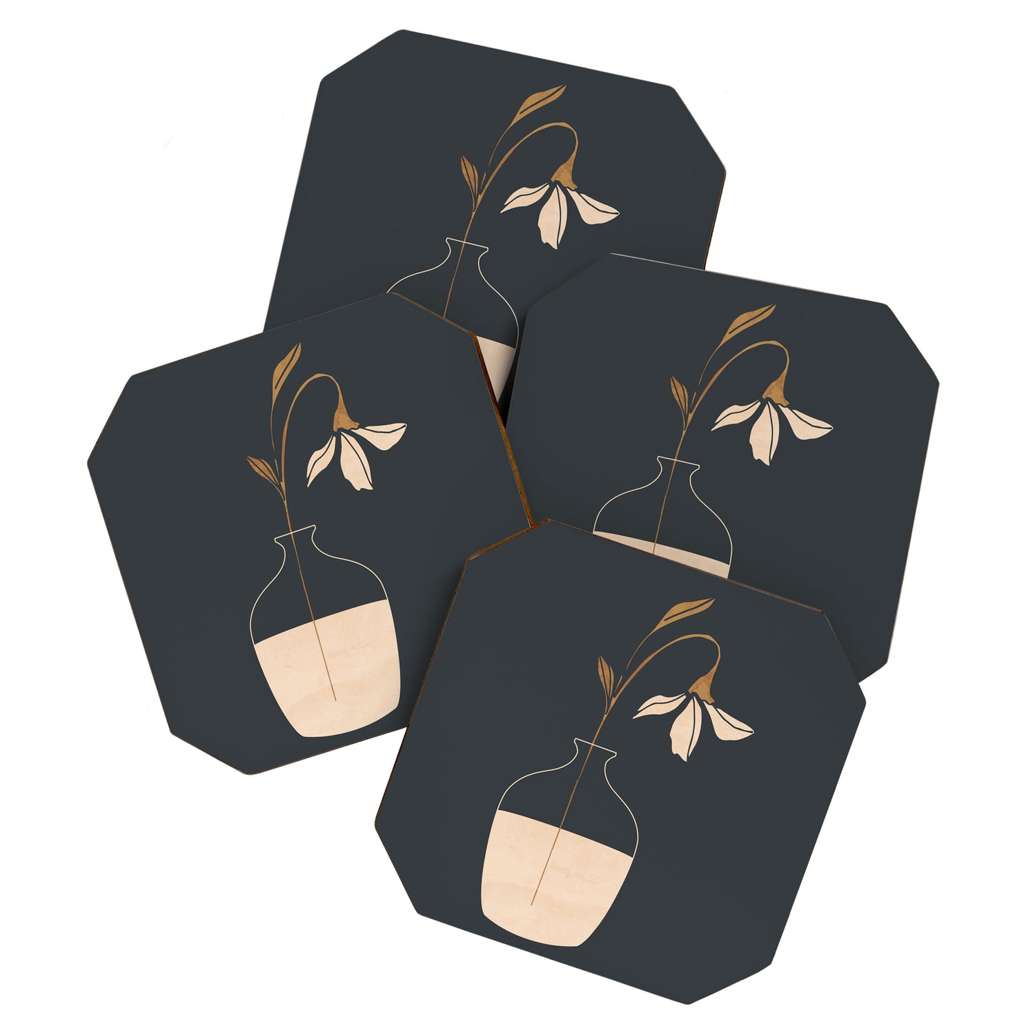Minimal Abstract Art Vase Flower 3 Coaster Gallery Image 1