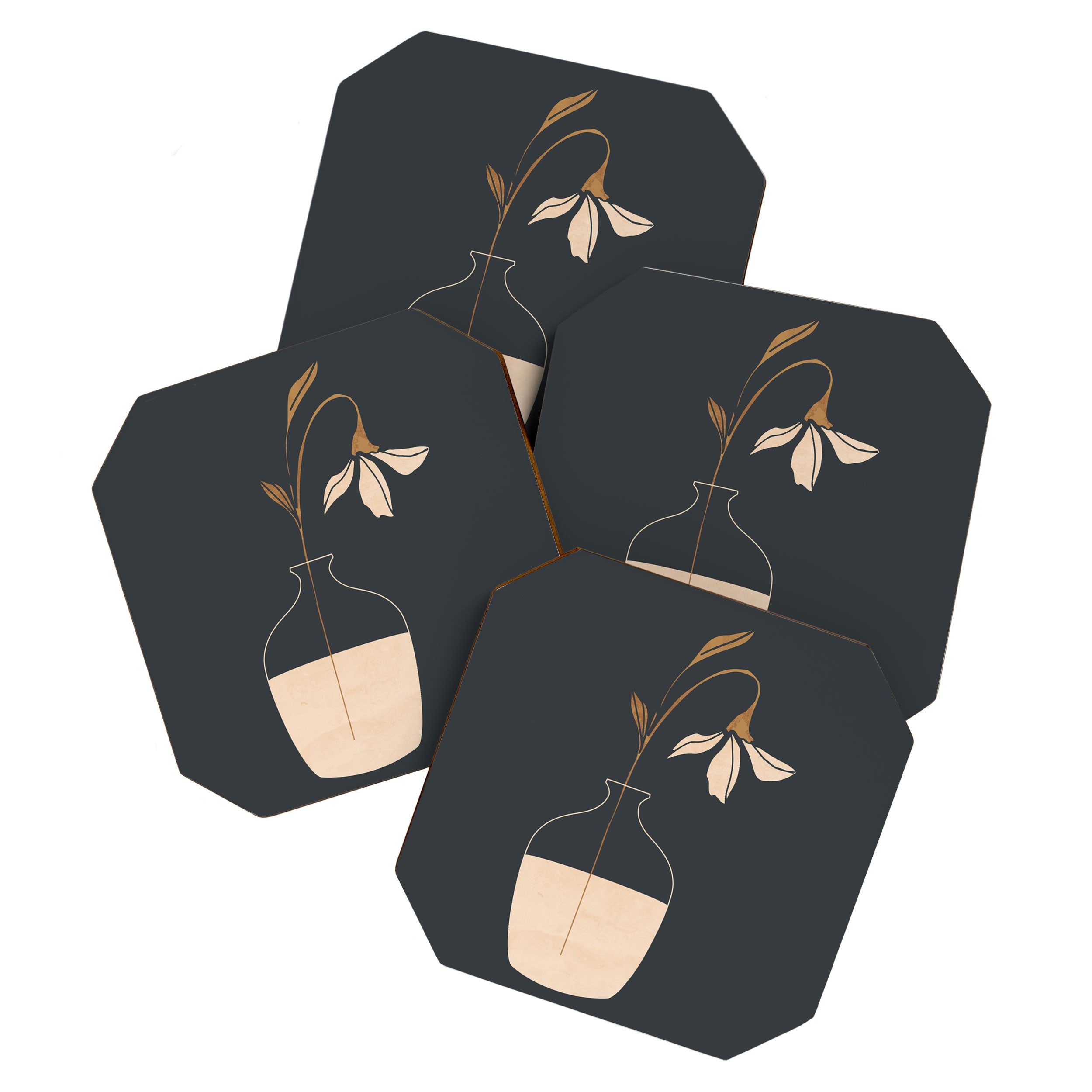 Minimal Abstract Art Vase Flower 3 Coaster Gallery Image 1