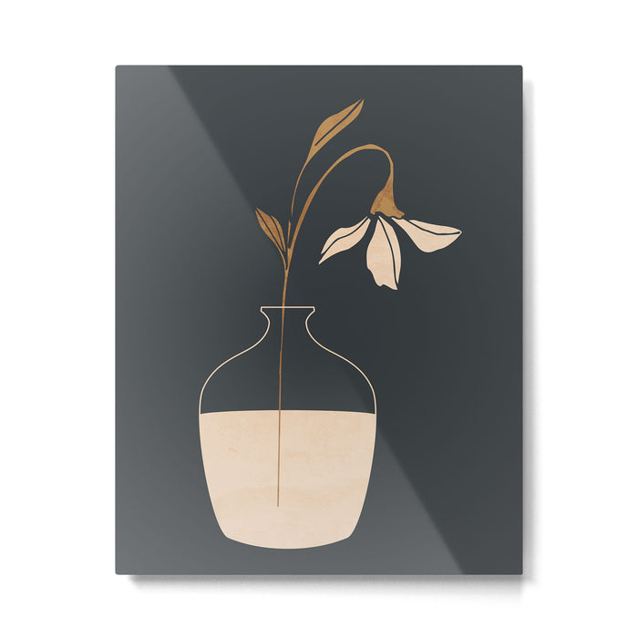 Minimal Abstract Art Vase Flower 3 Metal Print Gallery Image 1