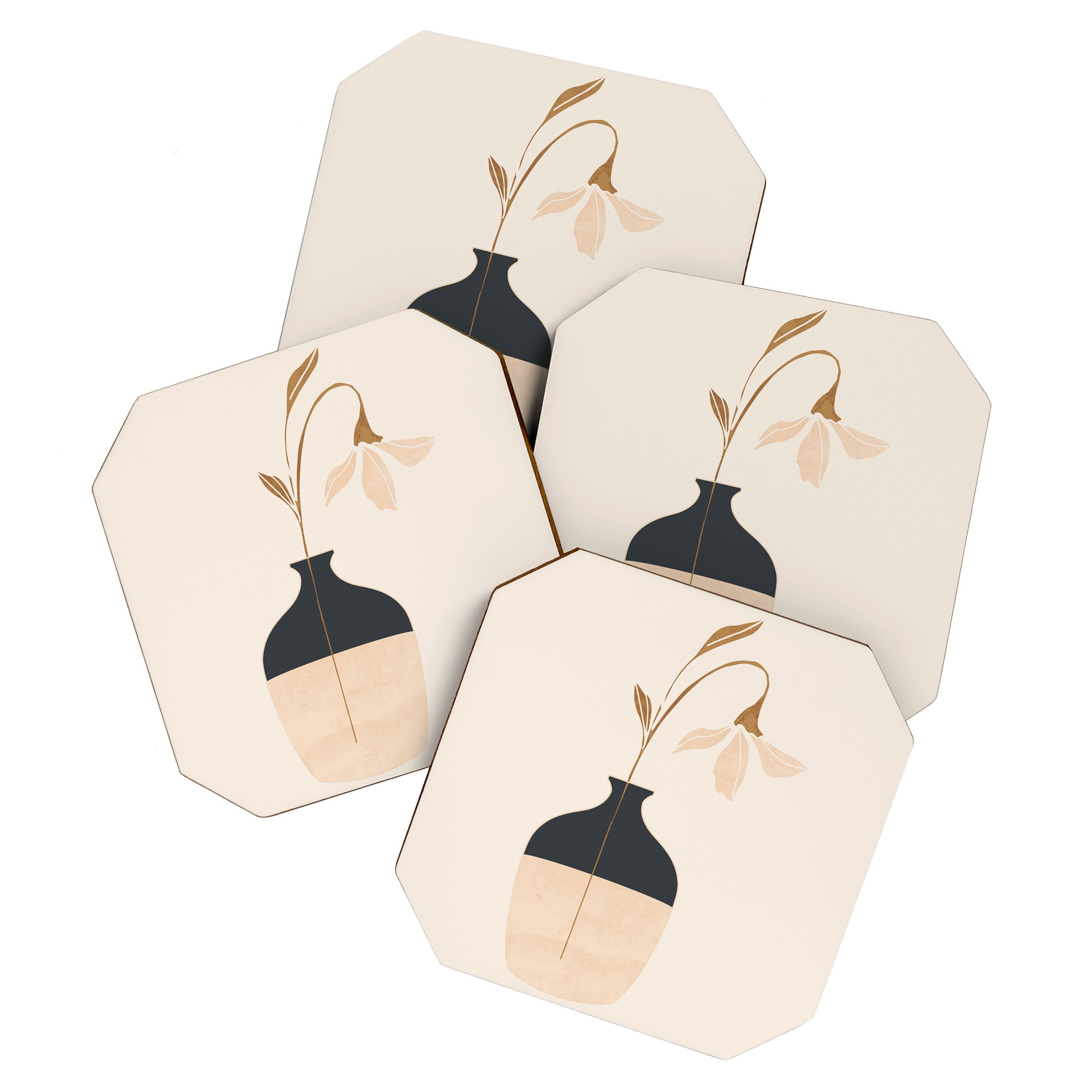 Minimal Abstract Art Vase Flower 3a Coaster Gallery Image 1
