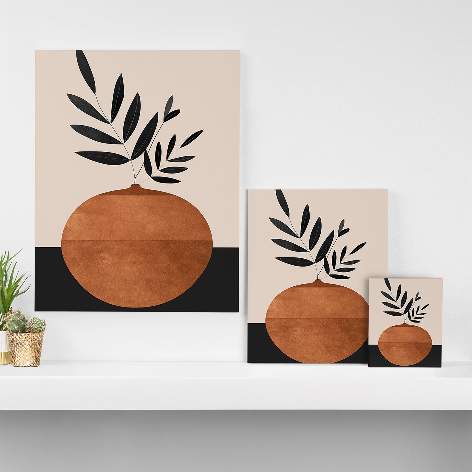 Minimal Abstract Art Vase Plant 6 Canvas Print Gallery Image 3