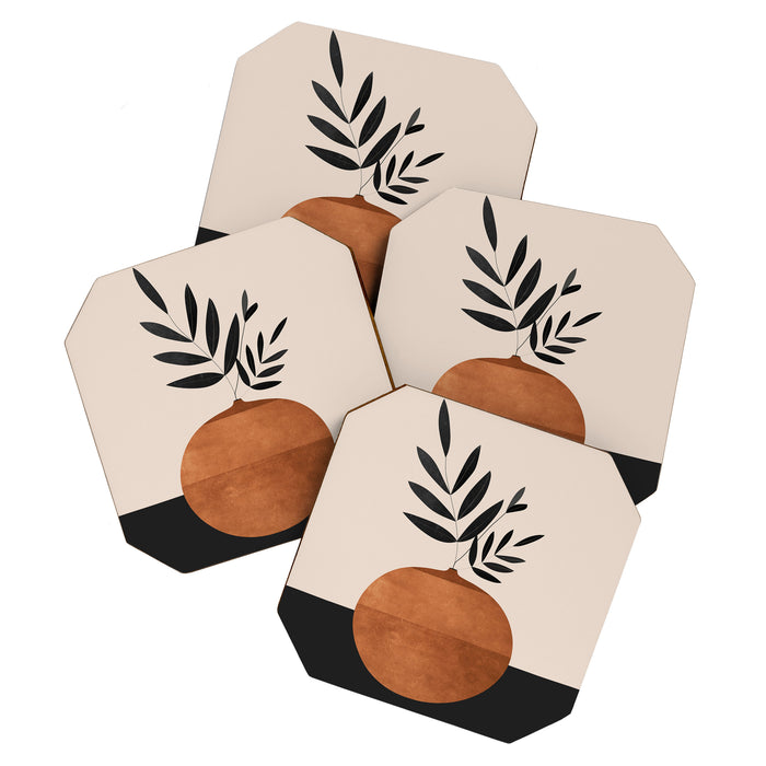 Minimal Abstract Art Vase Plant 6 Coaster Gallery Image 1
