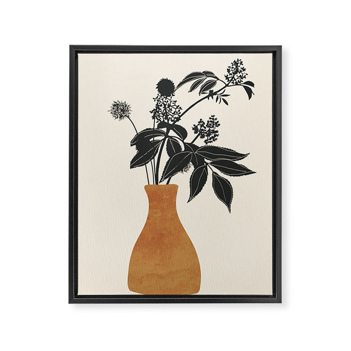 Minimal Abstract Art Vase Plant Framed Canvas Print Gallery Image 1