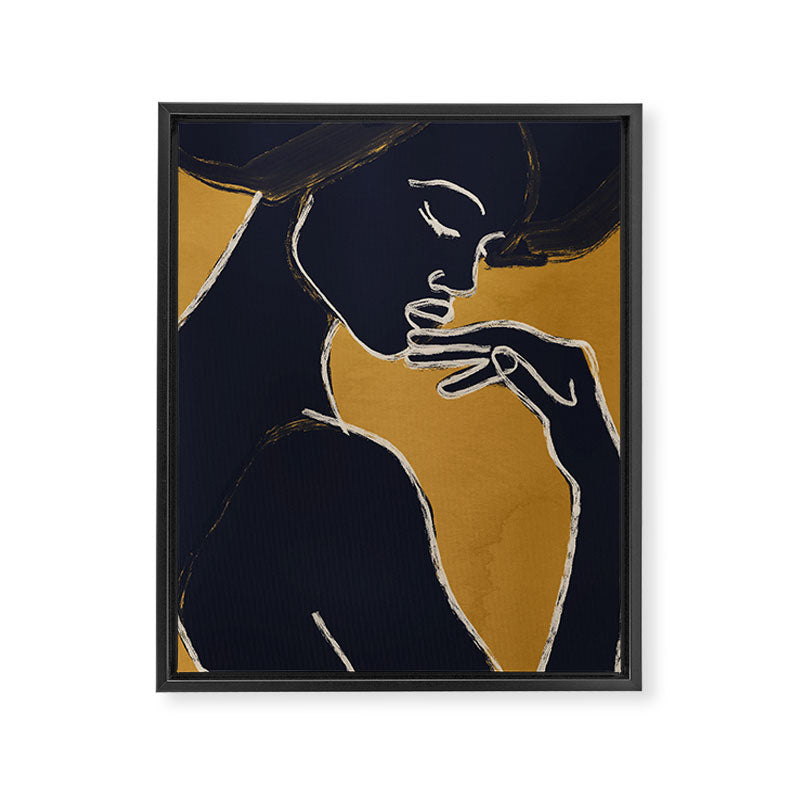 Minimal Abstract Art Woman Portrait 2 Framed Canvas Print Gallery Image 6