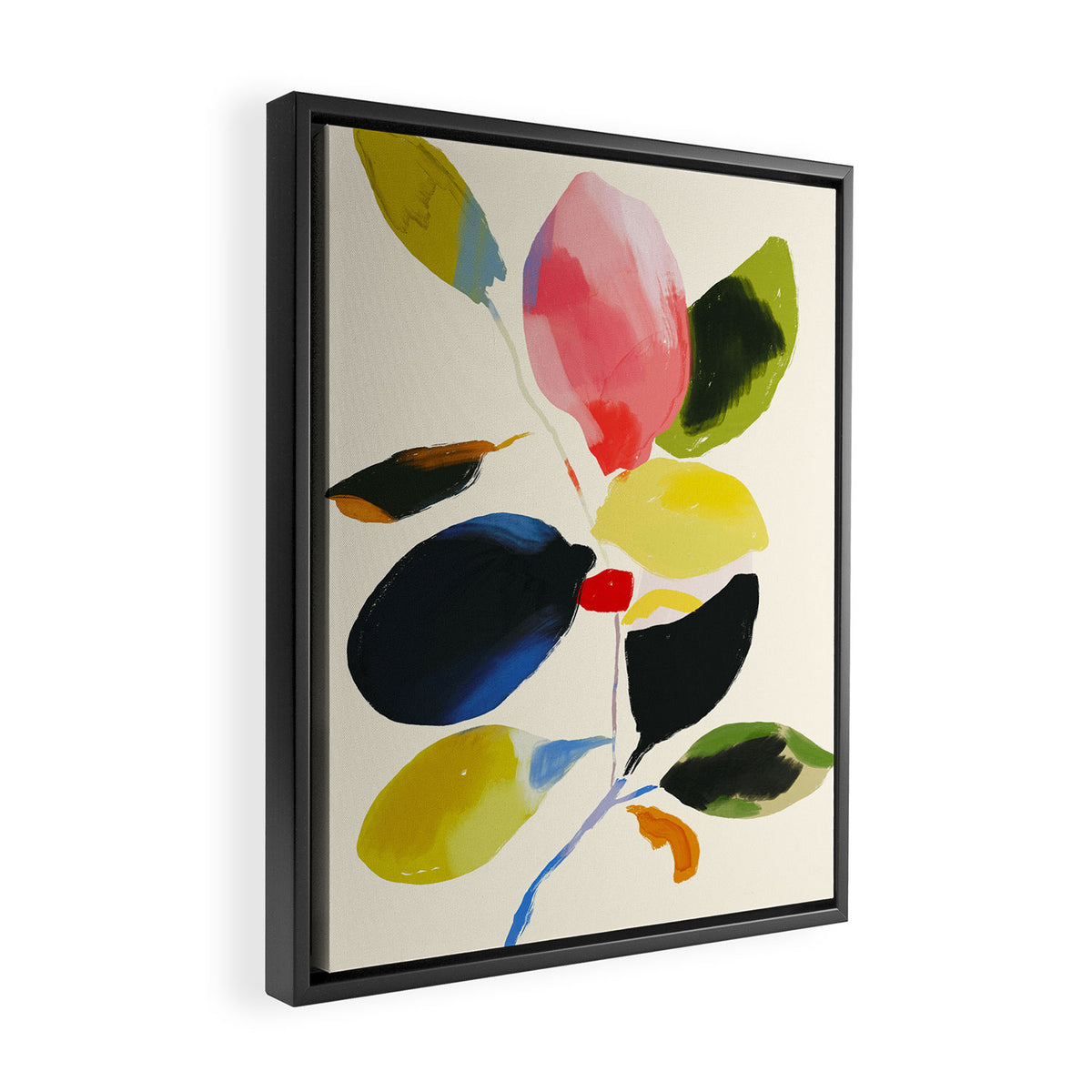 Minimal Abstract Colorful Plant Framed Canvas Print Gallery Image 2