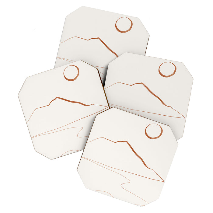 Minimal Line Art Landscape Coaster Gallery Image 1