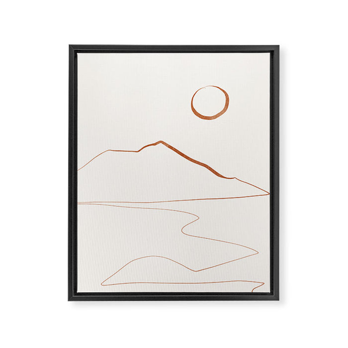 Minimal Line Art Landscape Framed Canvas Print Gallery Image 1