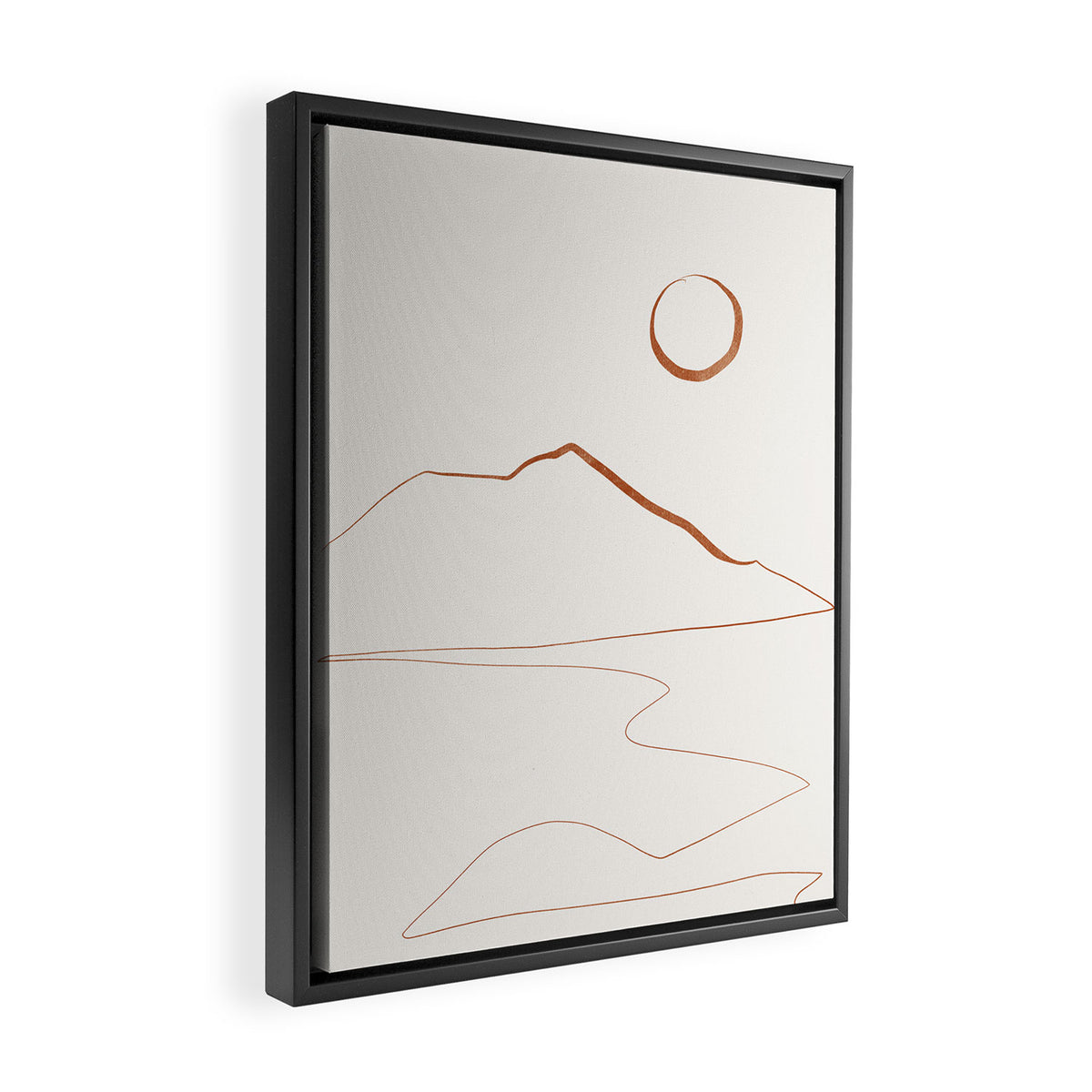 Minimal Line Art Landscape Framed Canvas Print Gallery Image 2