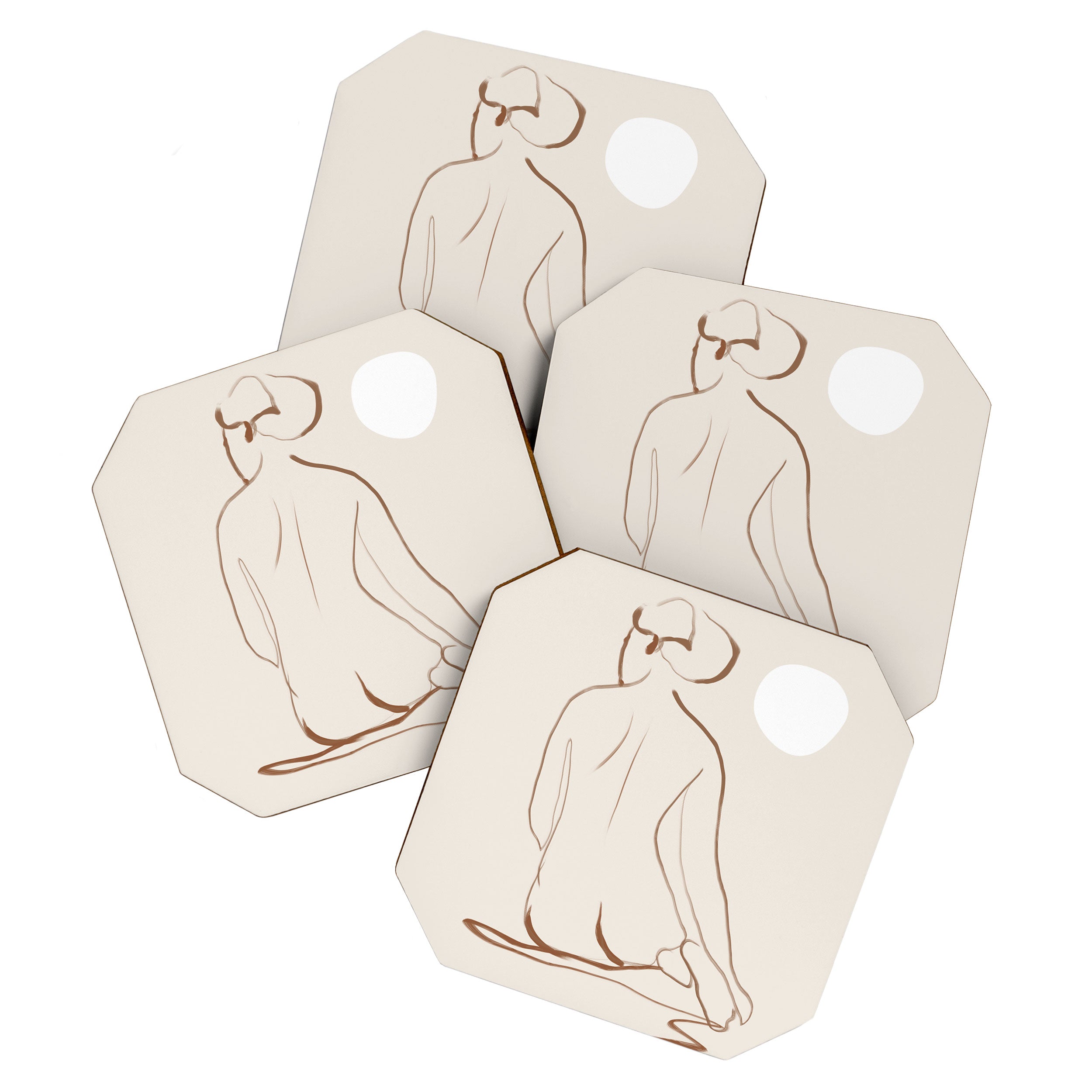 Minimal Line Art Nude 2 Coaster Gallery Image 1