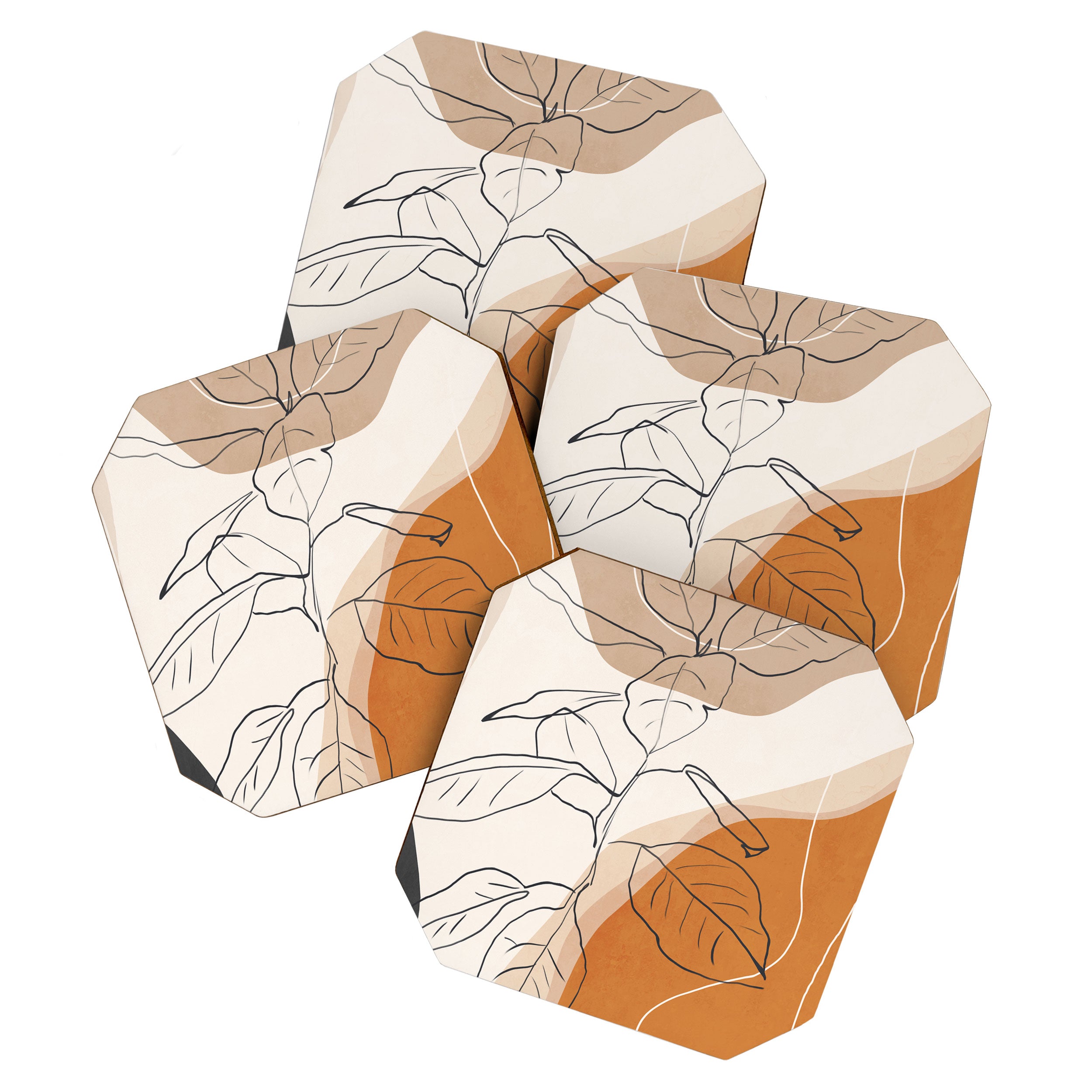 Minimal Plant Abstract Art Coaster Gallery Image 1