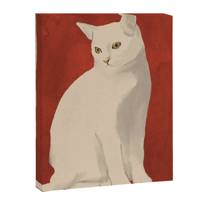 Minimal White Cat 3 Canvas Print Gallery Image 1