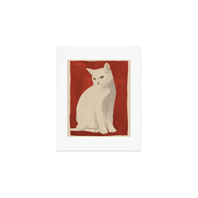 Minimal White Cat 3 Art Print Gallery Image 1