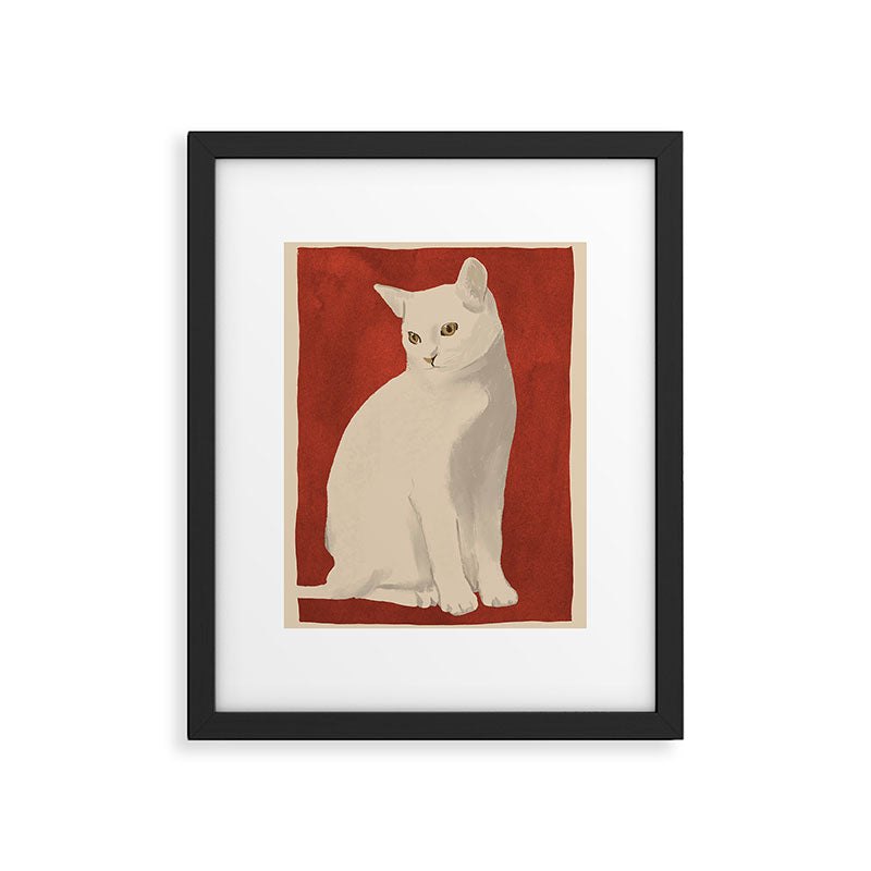 Minimal White Cat 3 Framed Art Print Gallery Image 4