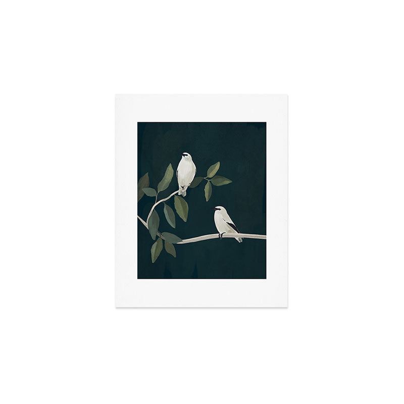 Minimalist Birds On Branch 2 Art Print
