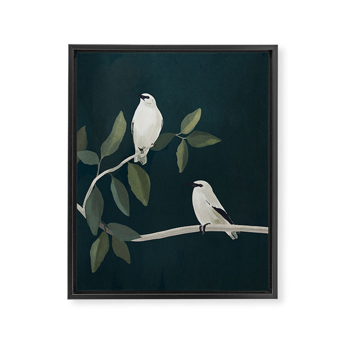 Minimalist Birds On Branch 2 Framed Canvas Print Gallery Image 1