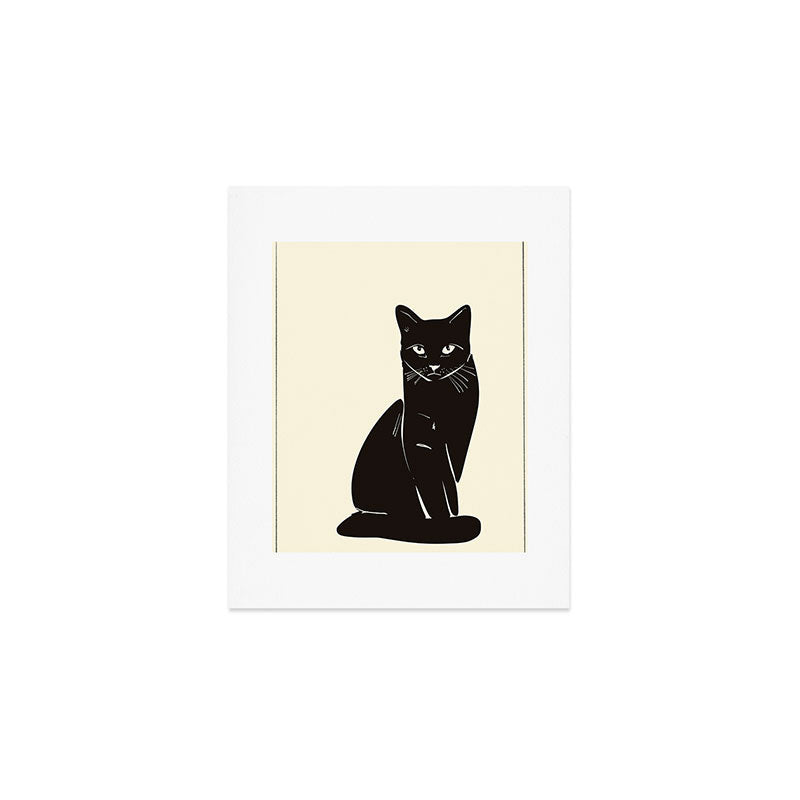 Minimalist Black Cat 2 Art Print Gallery Image 1