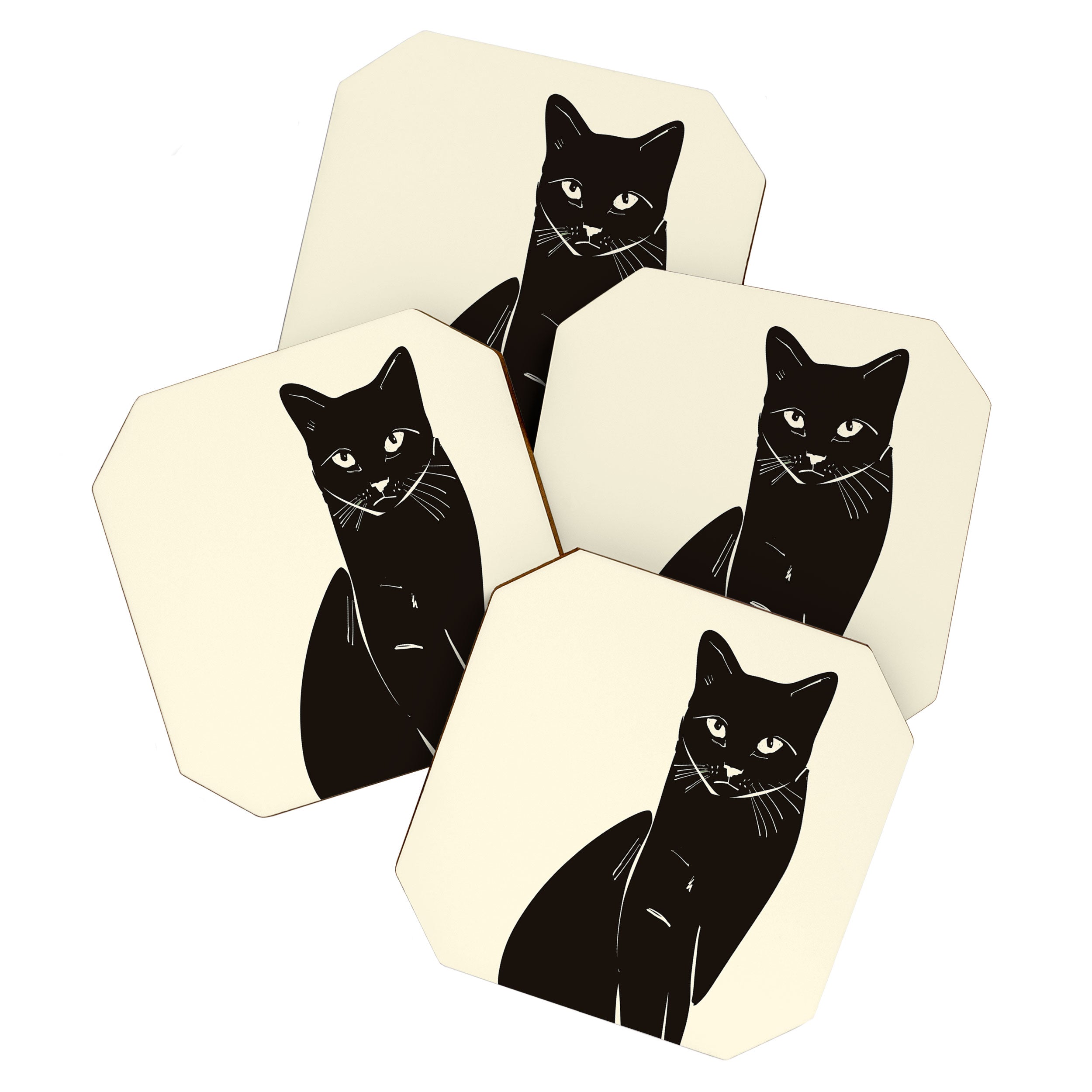 Minimalist Black Cat 2 Coaster Gallery Image 1