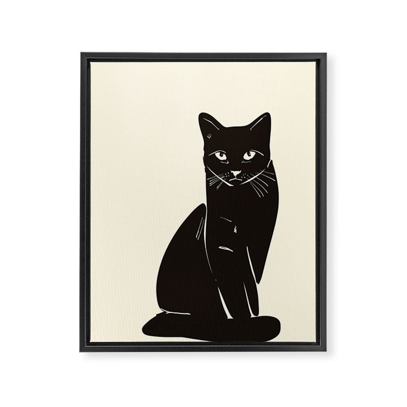 Minimalist Black Cat 2 Framed Canvas Print Gallery Image 6