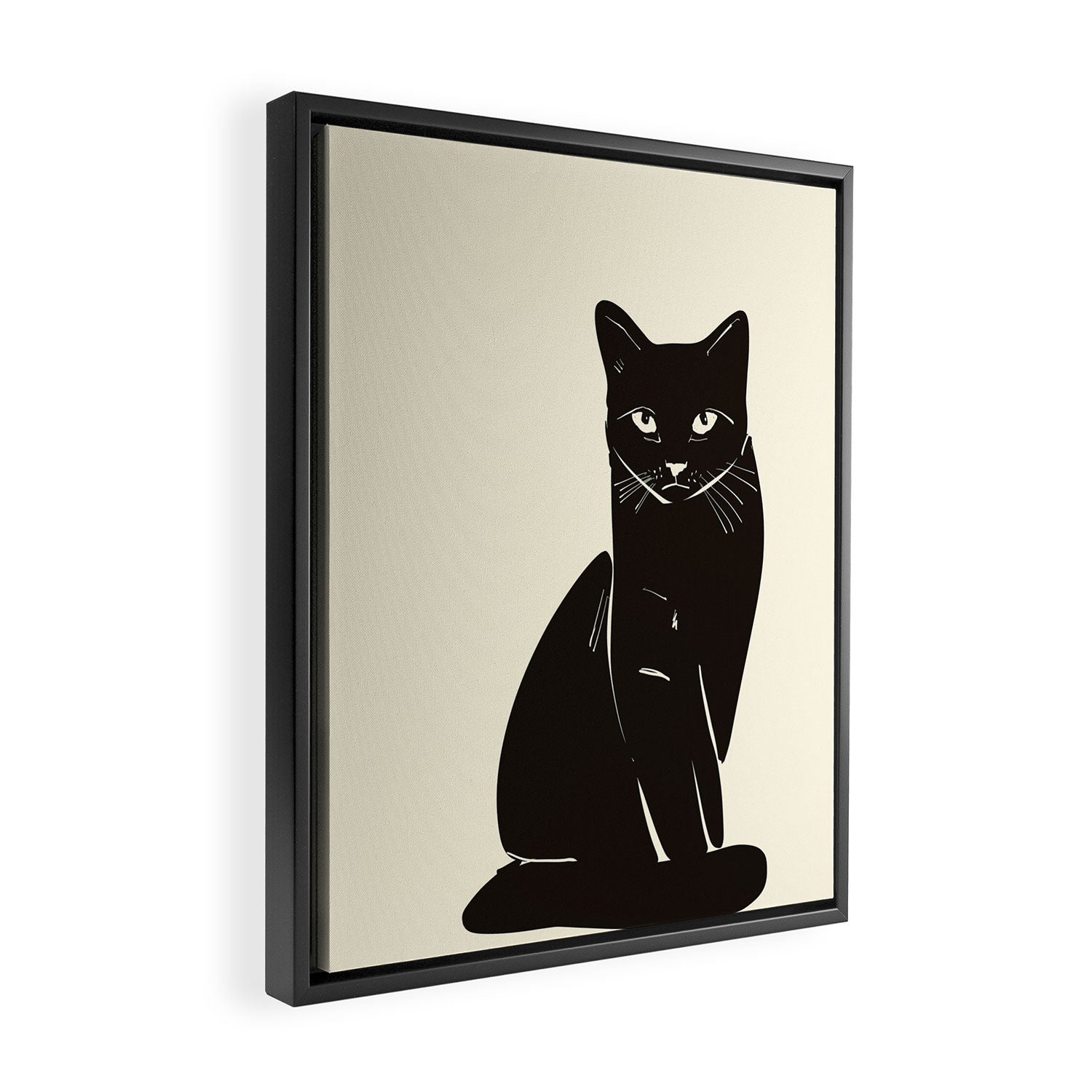 Minimalist Black Cat 2 Framed Canvas Print Gallery Image 2