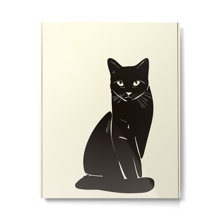Minimalist Black Cat 2 Metal Print Gallery Image 1