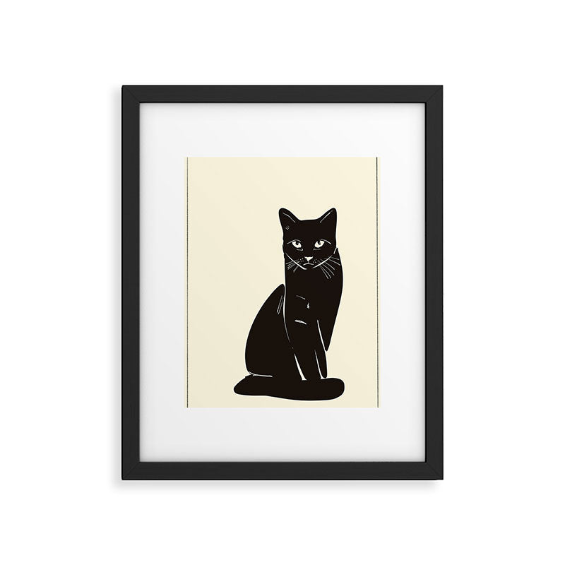 Minimalist Black Cat 2 Framed Art Print Gallery Image 5