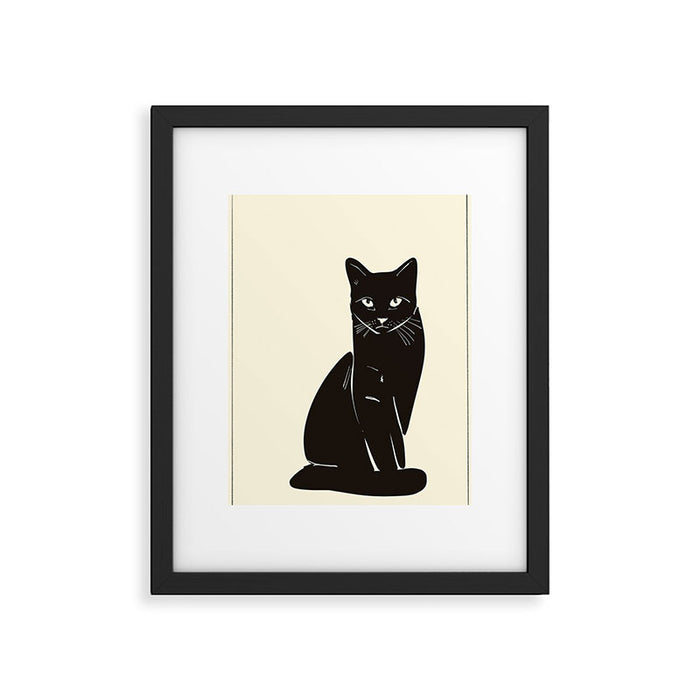 Minimalist Black Cat 2 Framed Art Print Gallery Image 1