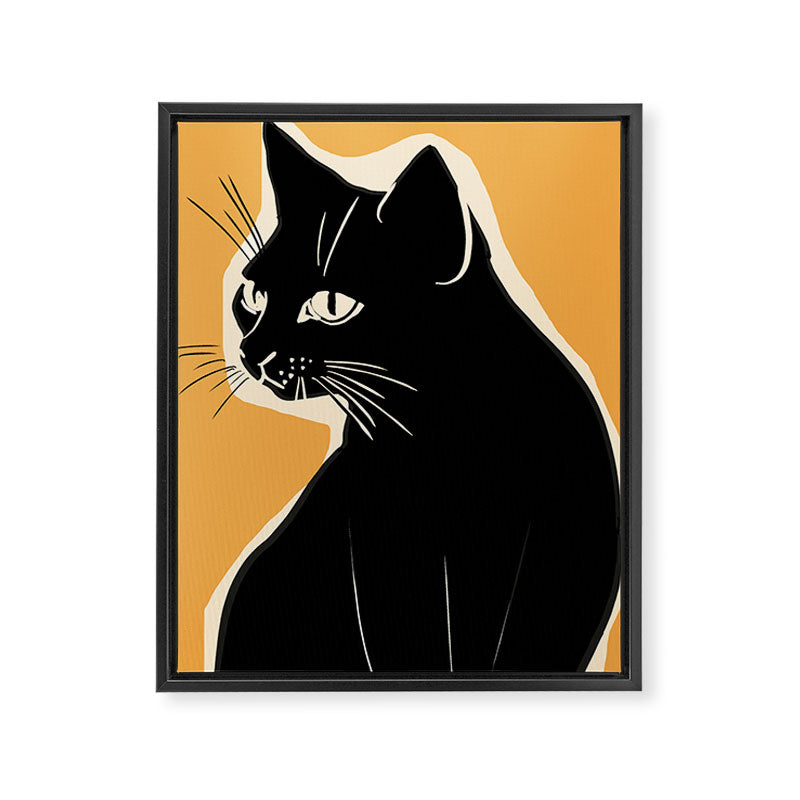 Minimalist Black Cat 3 Framed Canvas Print Gallery Image 6