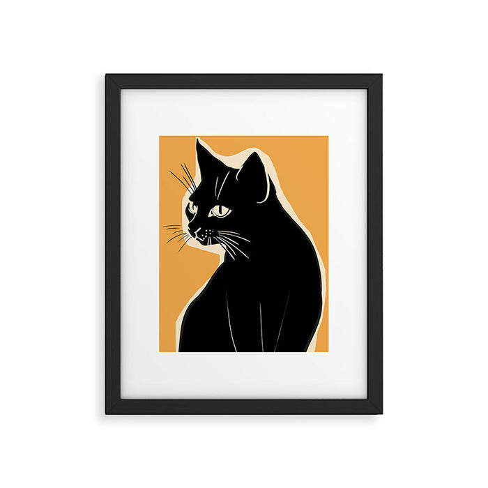 Minimalist Black Cat 3 Framed Art Print Gallery Image 1