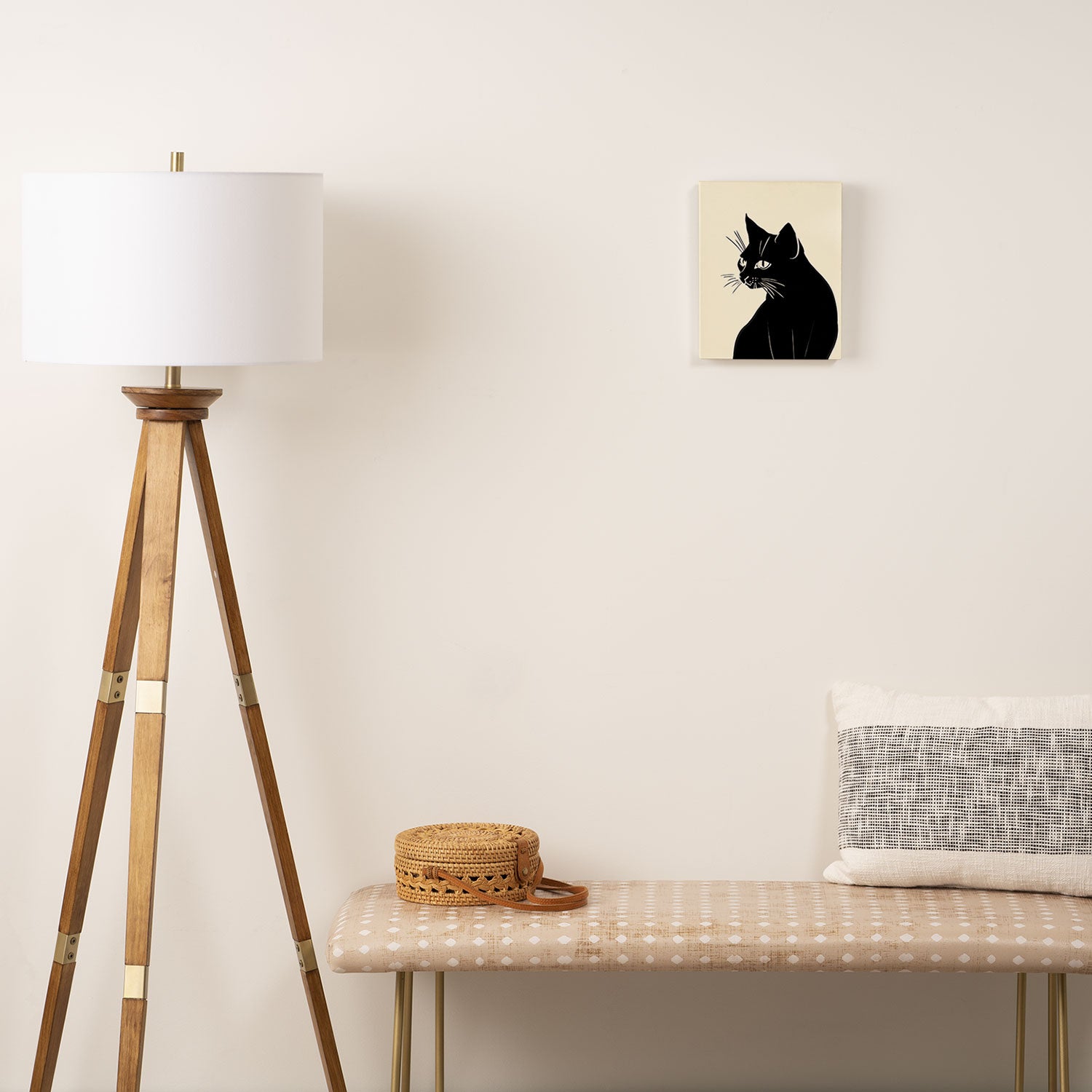 Minimalist Black Cat Canvas Print Gallery Image 2