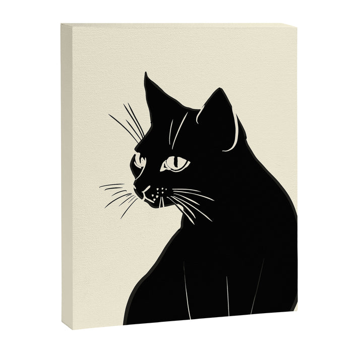 Minimalist Black Cat Canvas Print Gallery Image 1