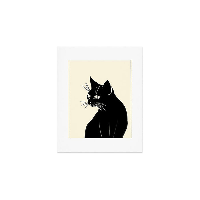 Minimalist Black Cat Art Print Gallery Image 1