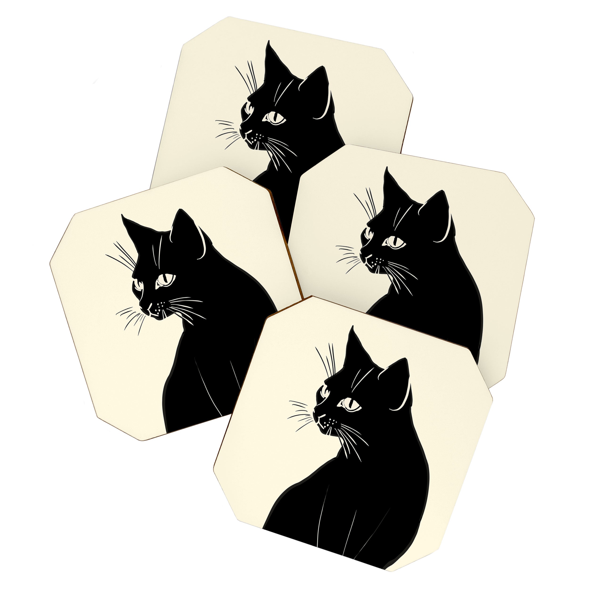 Minimalist Black Cat Coaster Gallery Image 1