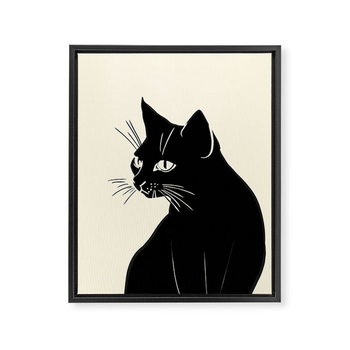 Minimalist Black Cat Framed Canvas Print Gallery Image 1