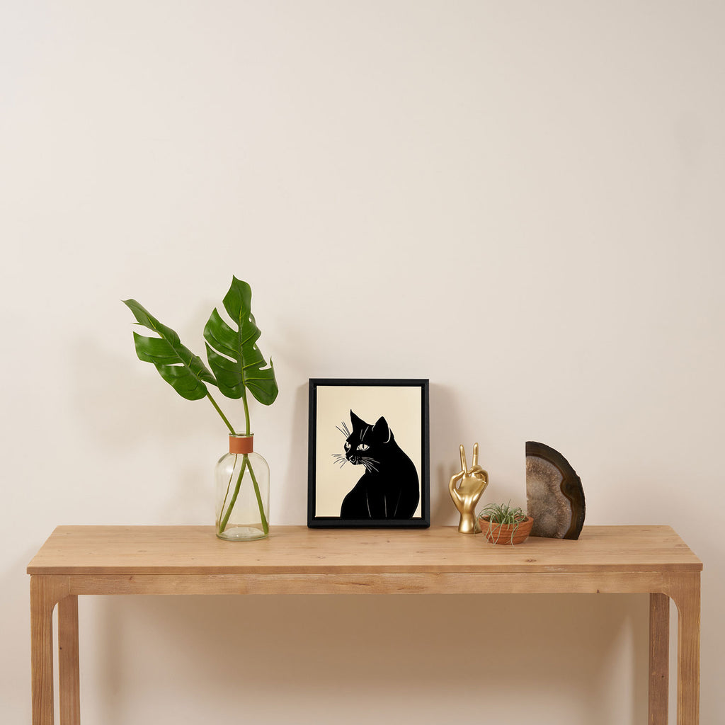 Minimalist Black Cat Framed Canvas Print Gallery Image 4