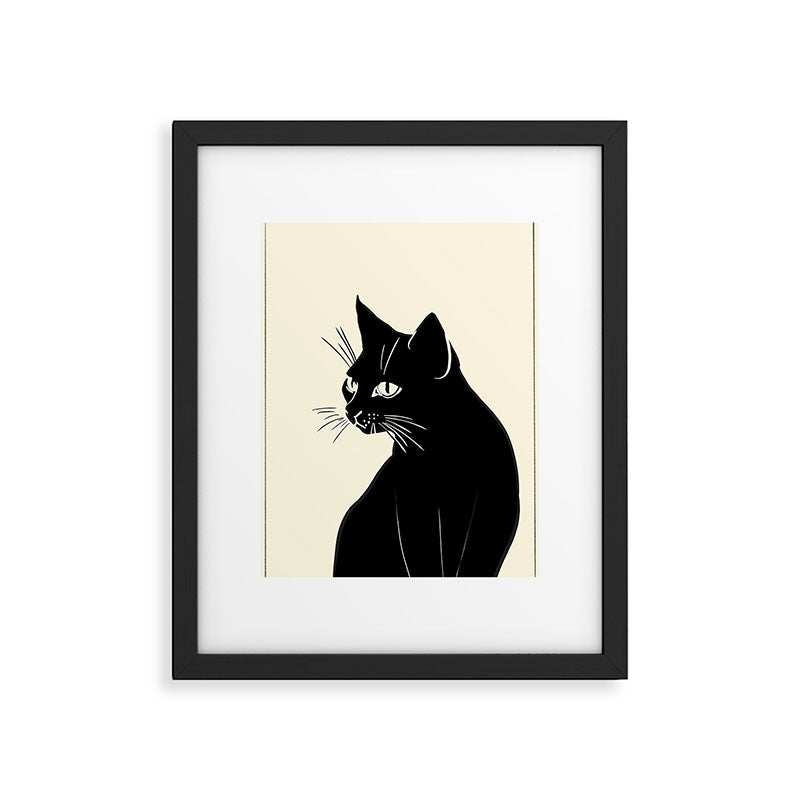 Minimalist Black Cat Framed Art Print Gallery Image 5