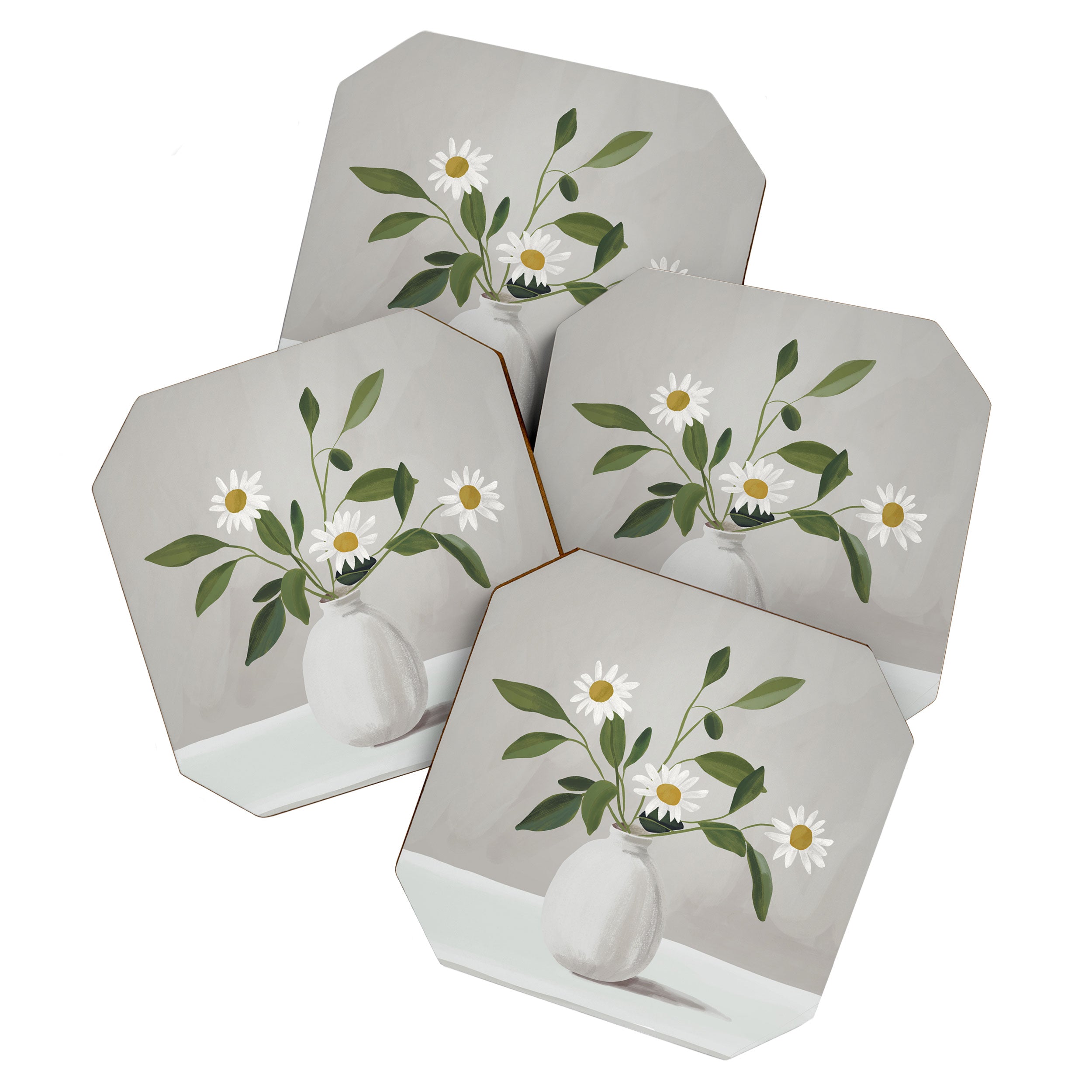 Minimalist Daisy Flowers Coaster Gallery Image 1