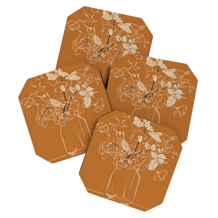 Minimalist Flowers In A Vase 3 Coaster Gallery Image 1