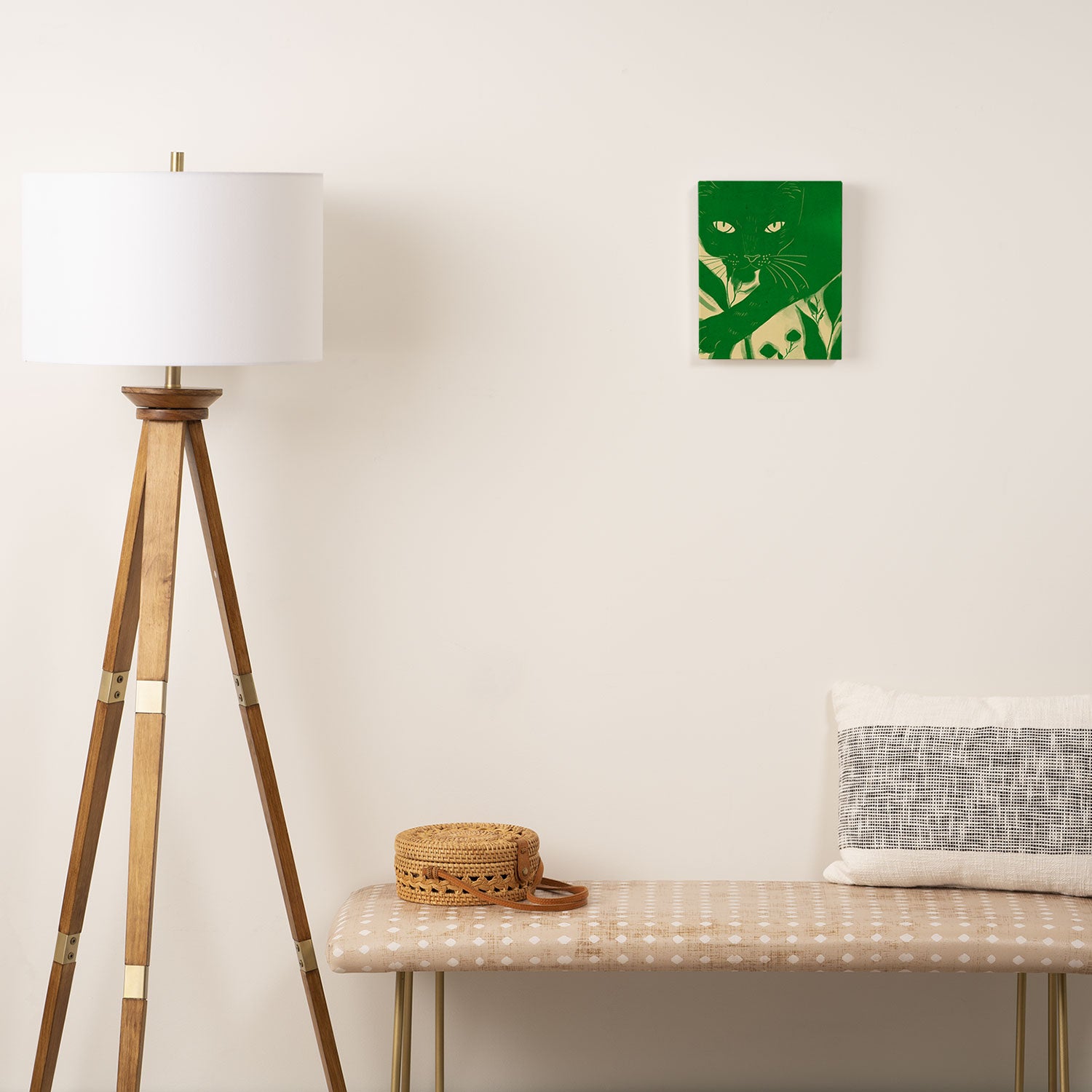 Minimalist Green Cat 2 Canvas Print Gallery Image 2