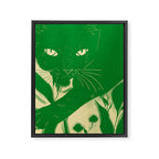 Minimalist Green Cat 2 Framed Canvas Print Gallery Image 6