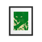 Minimalist Green Cat 2 Framed Art Print Gallery Image 5