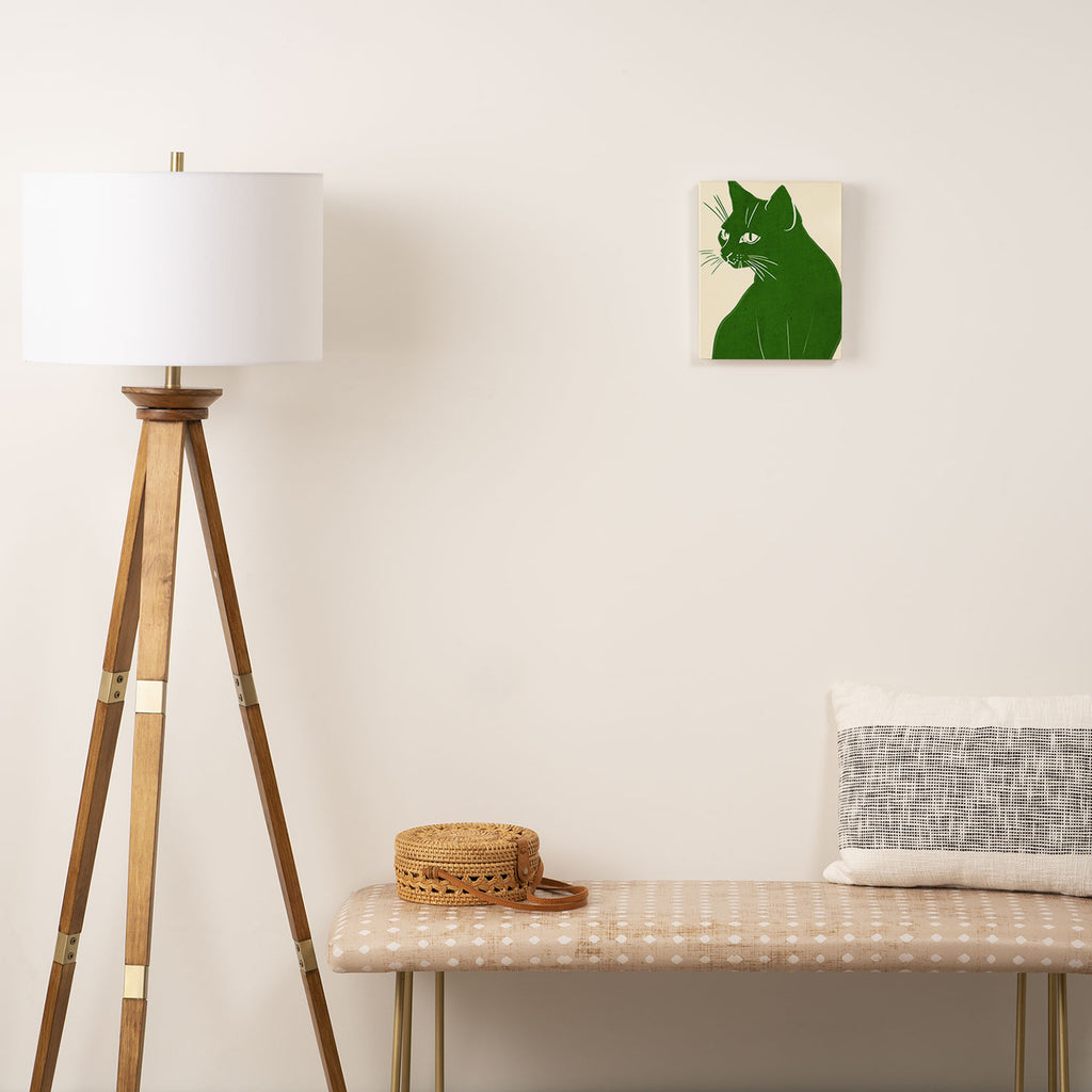 Minimalist Green Cat Canvas Print Gallery Image 2