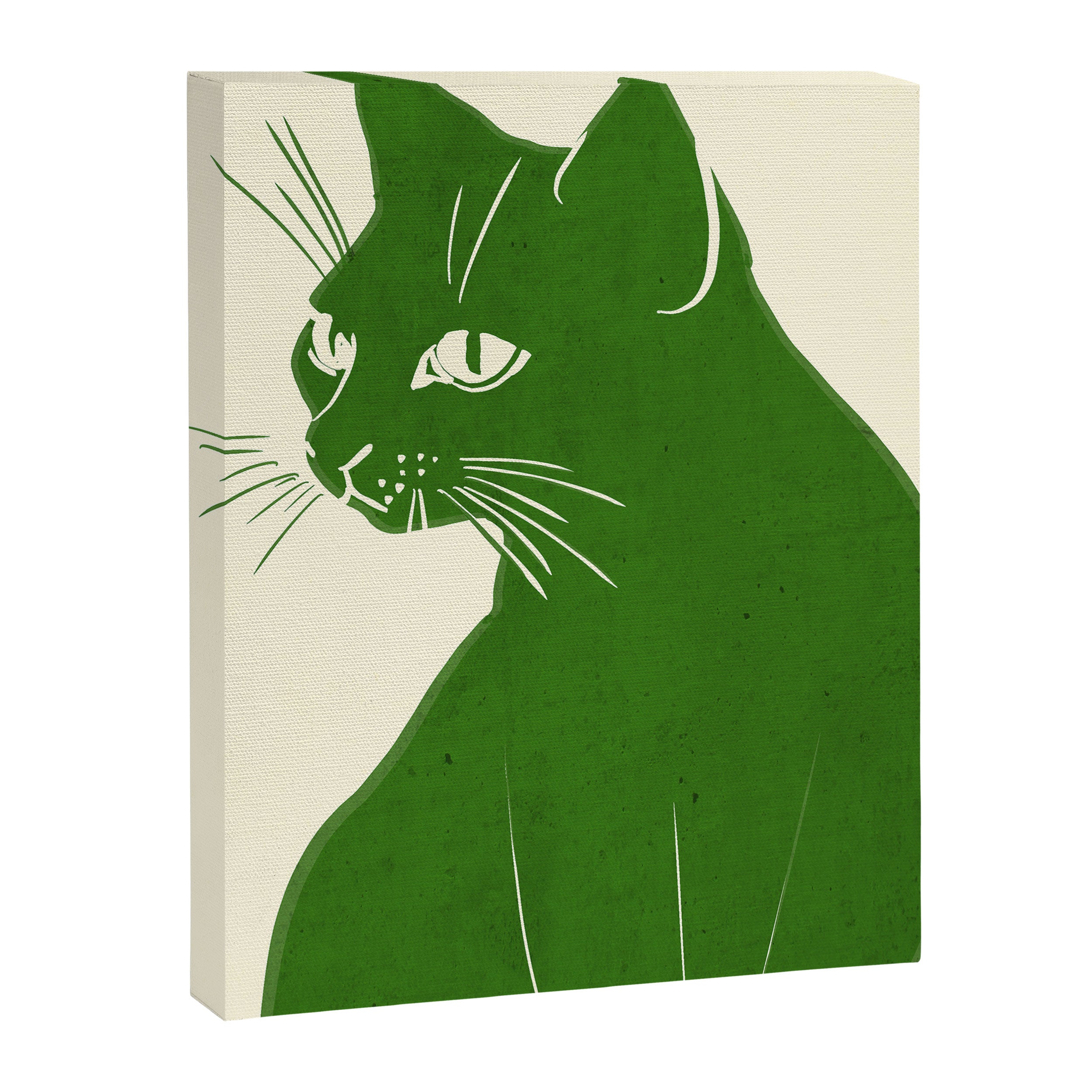 Minimalist Green Cat Canvas Print Gallery Image 6