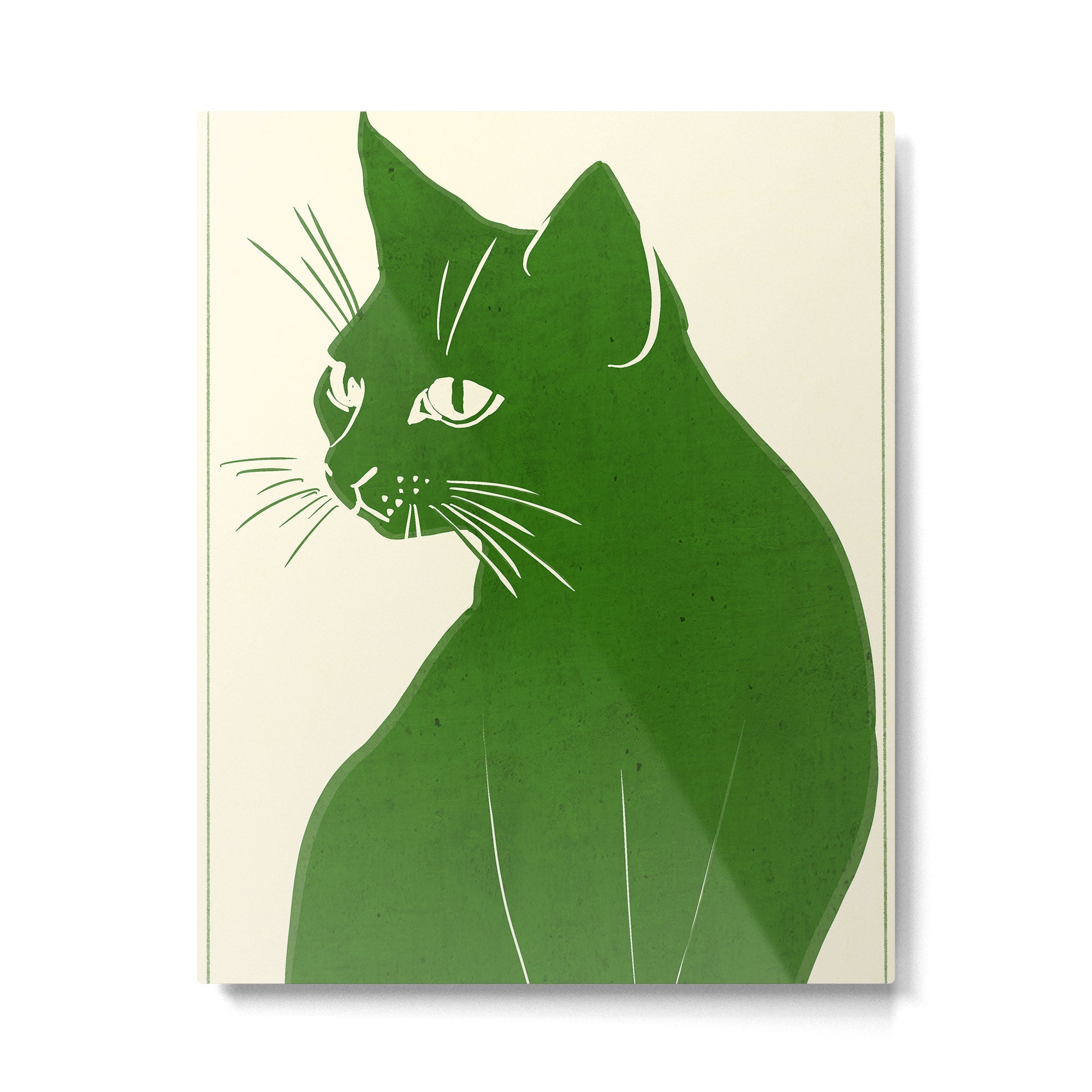 Minimalist Green Cat Metal Print Gallery Image 4