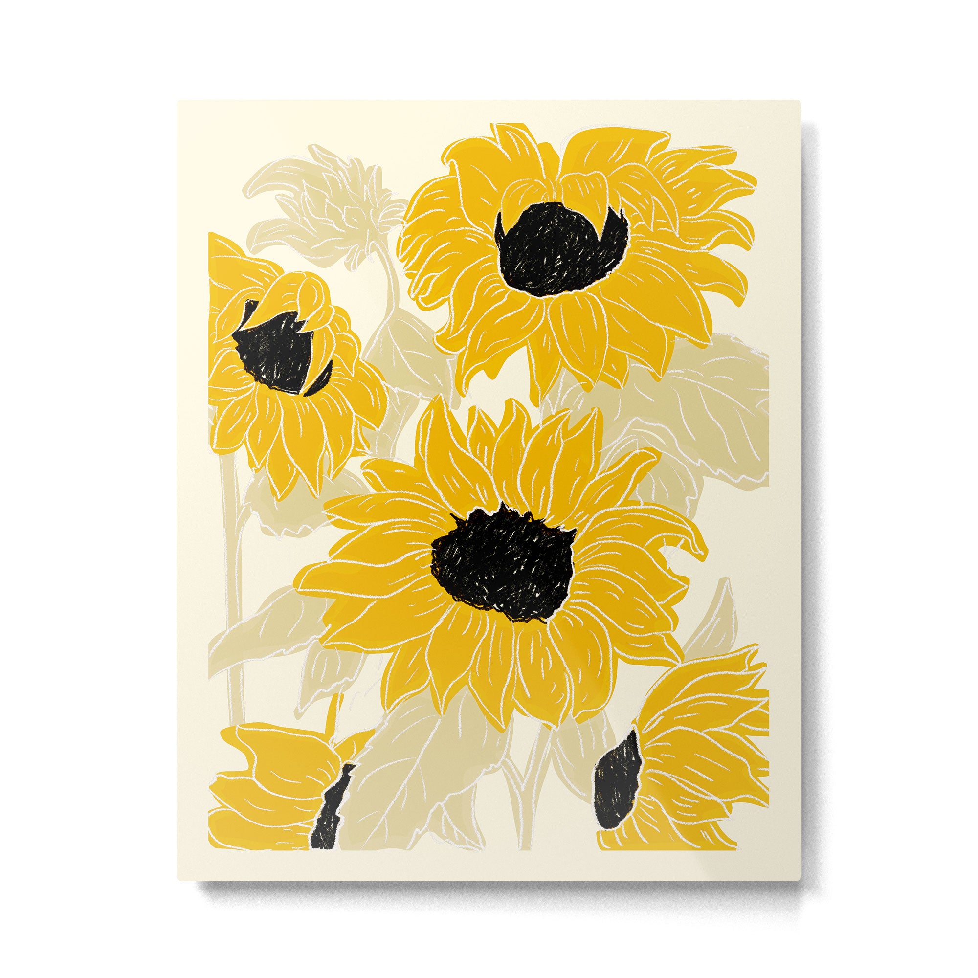 Minimalist Sunflowers Metal Print Gallery Image 4