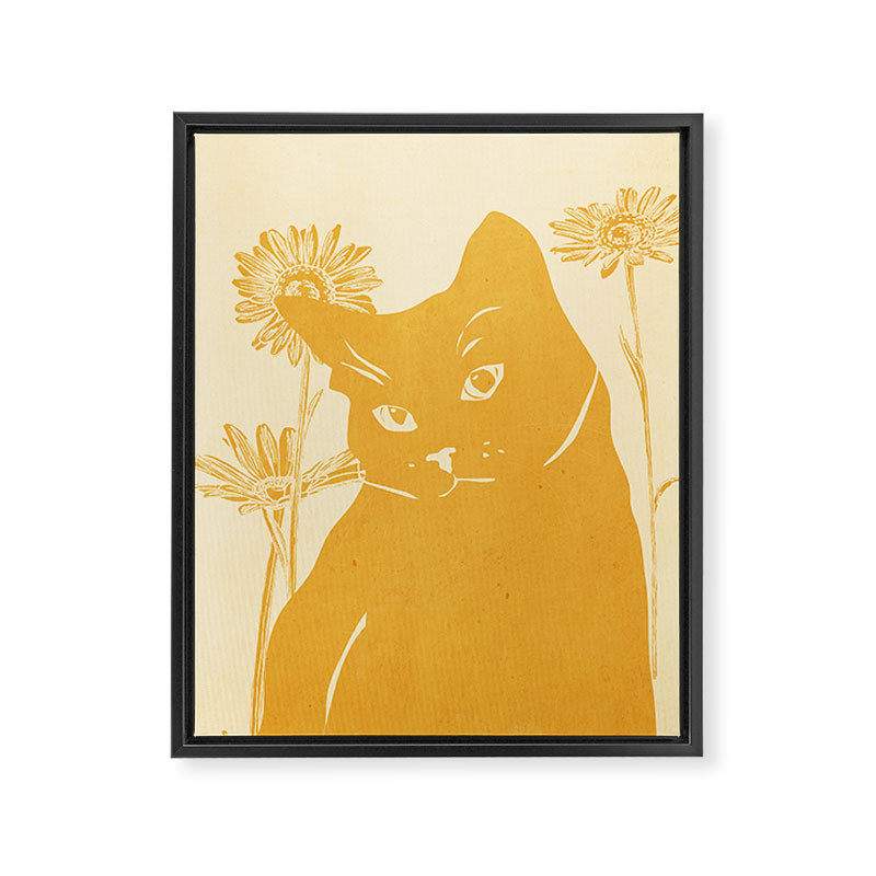 Minimalist Yellow Cat Framed Canvas Print Gallery Image 6